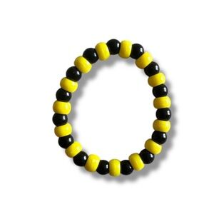 3 FOR $20 HANDCRAFTED Yellow Pony and Black Glass Beaded Bracelet